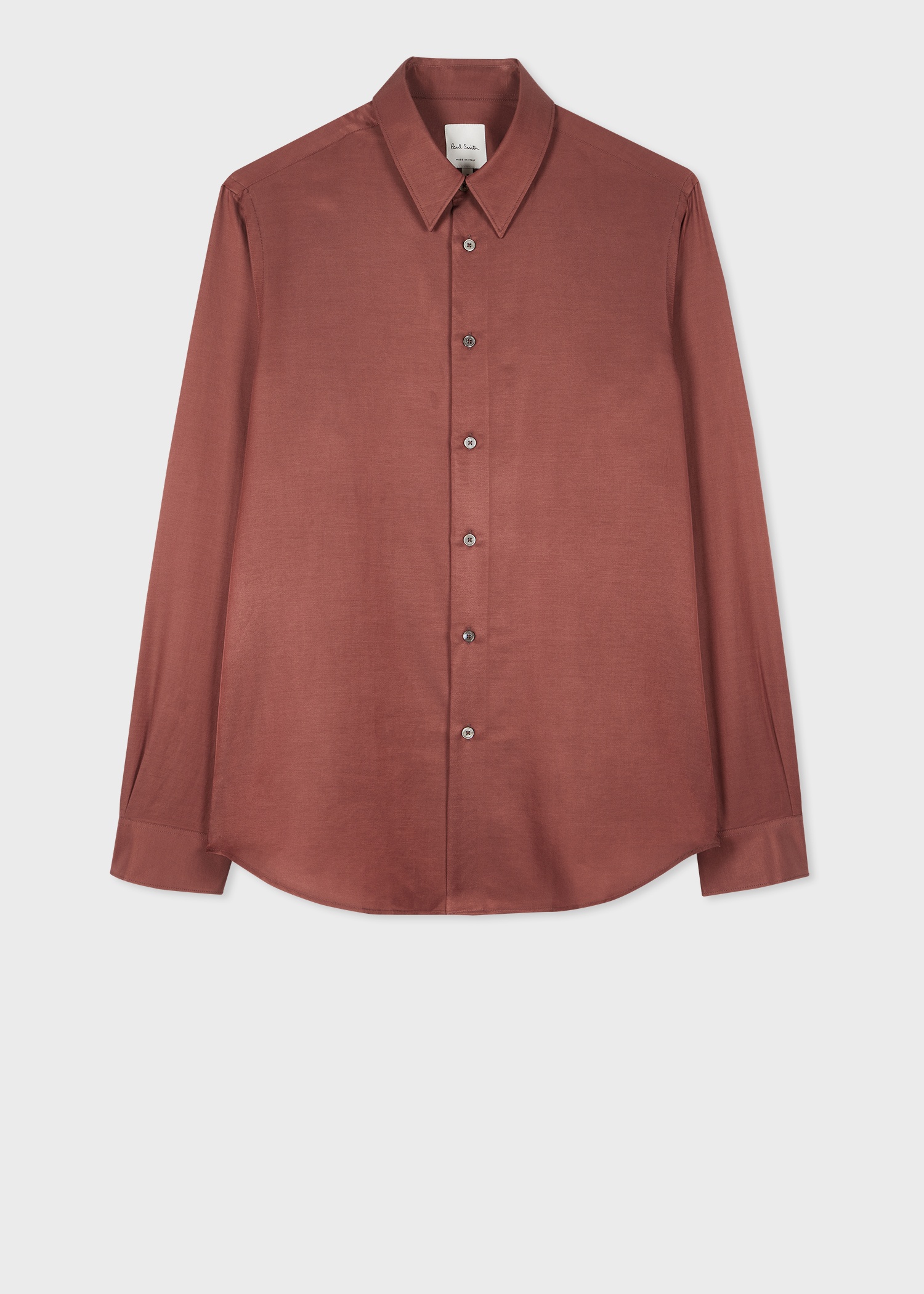 Brown Cotton-Viscose Blend Long Sleeve Shirt - 1