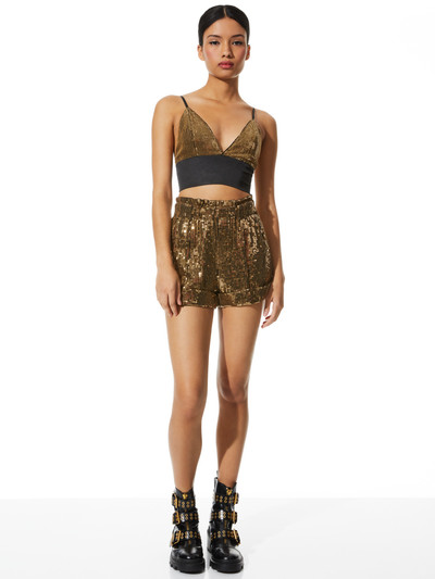 Alice + Olivia REAGAN SEQUIN EMBELLISHED PAPERBAG CUFFED SHORT outlook