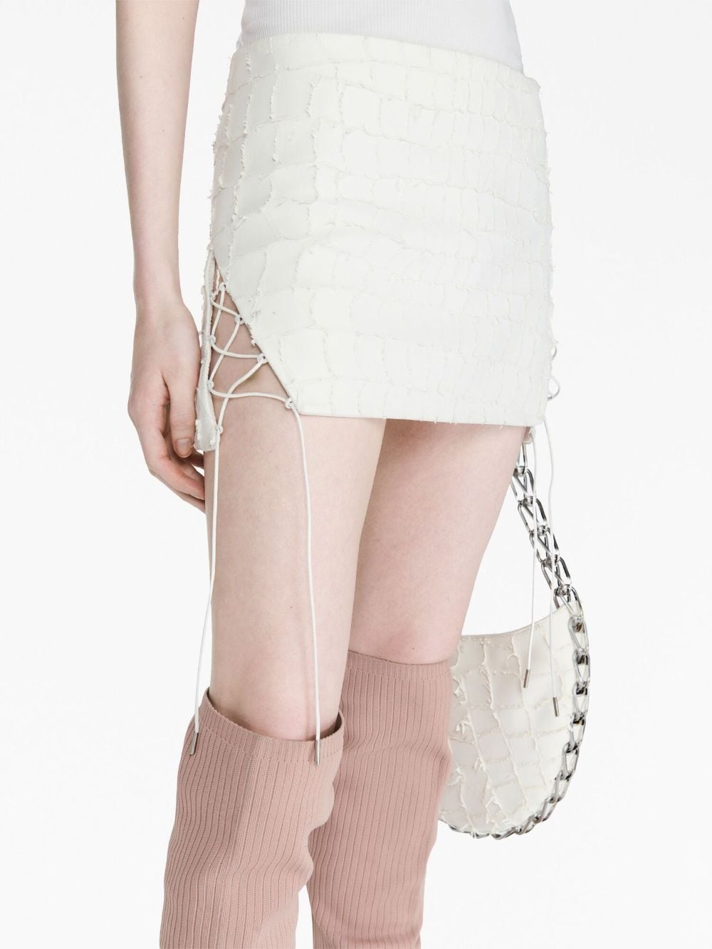 snakeskin-effect leather skirt - 5