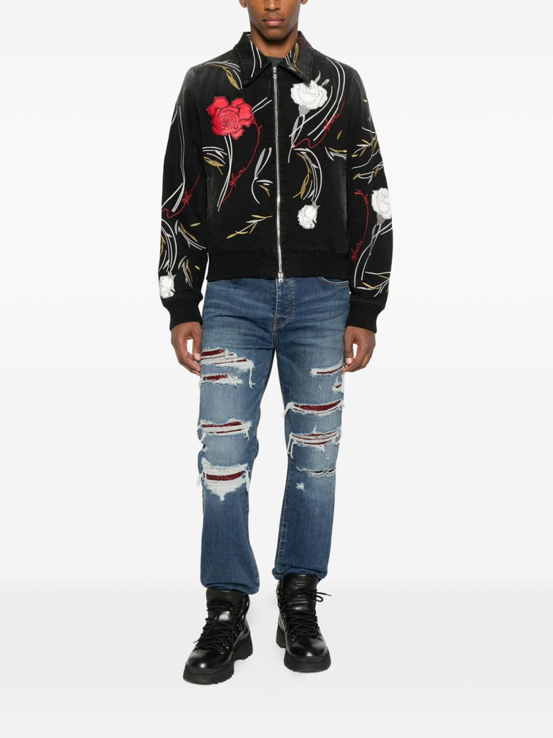 AMIRI floral-embroidered denim jacket outlook