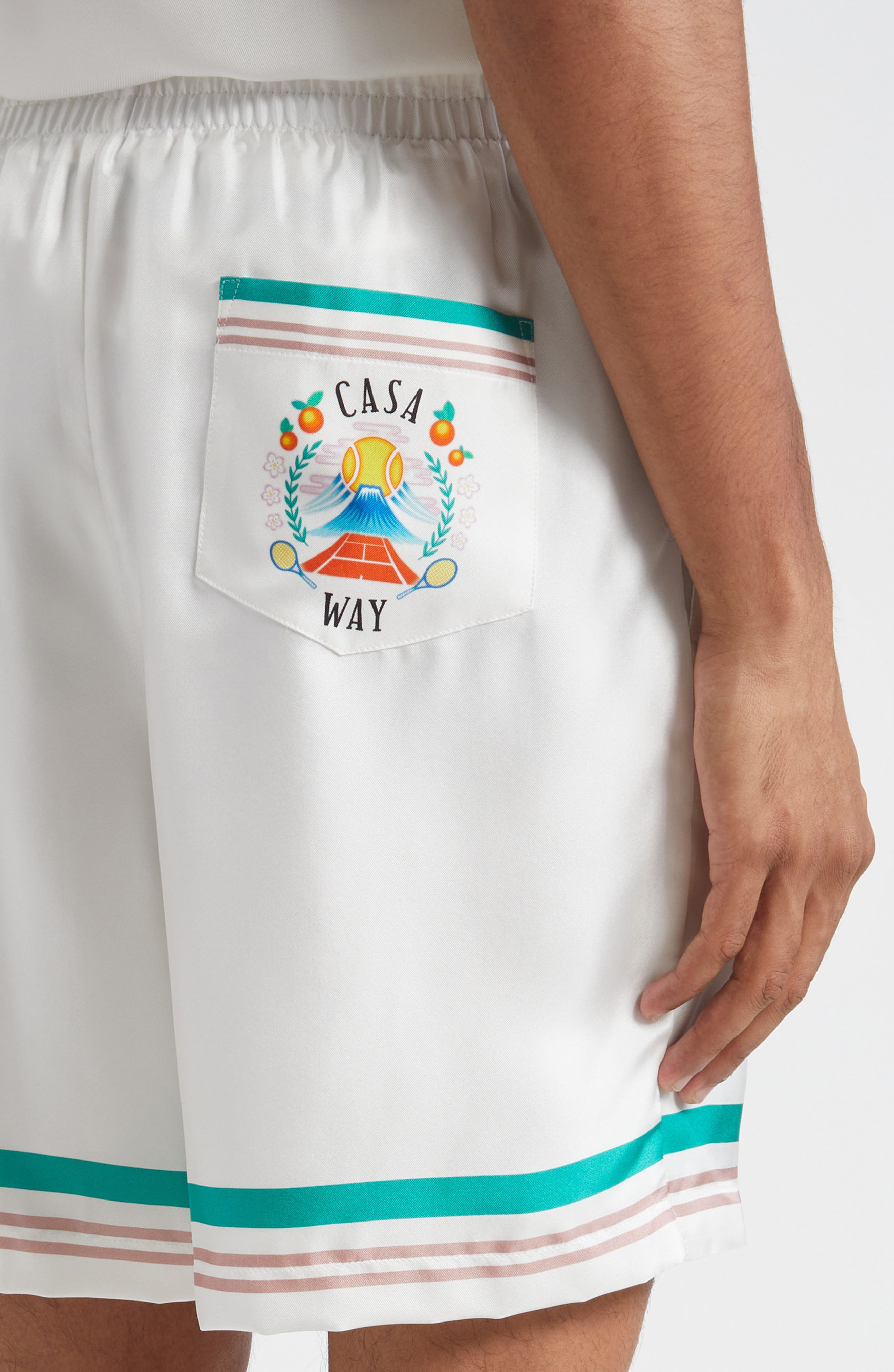 Casablanca Casa Way Drawstring Silk Shorts at Nordstrom - 5