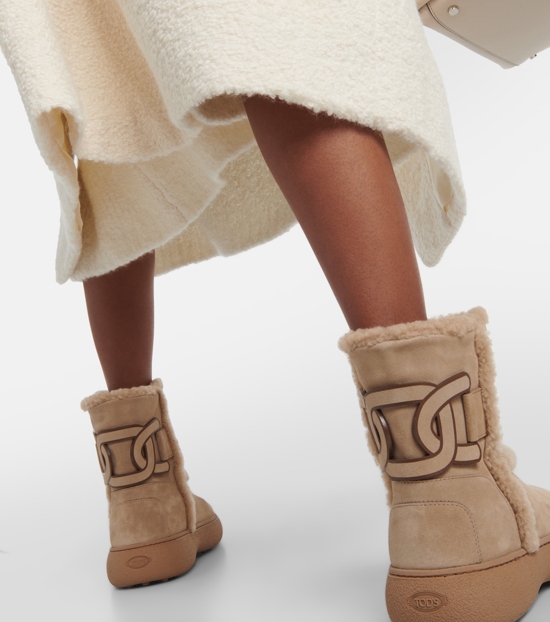 Suede and shearling ankle boots - 7
