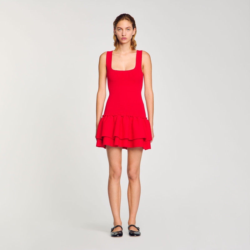 Sandro MINI KNIT DRESS WITH RUFFLES outlook