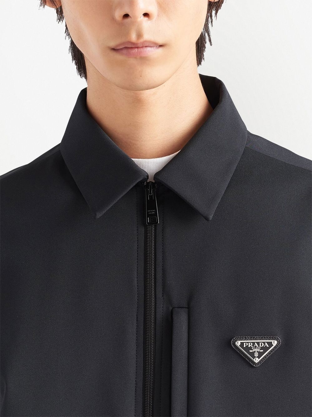 enamelled-logo zip-up shirt - 5