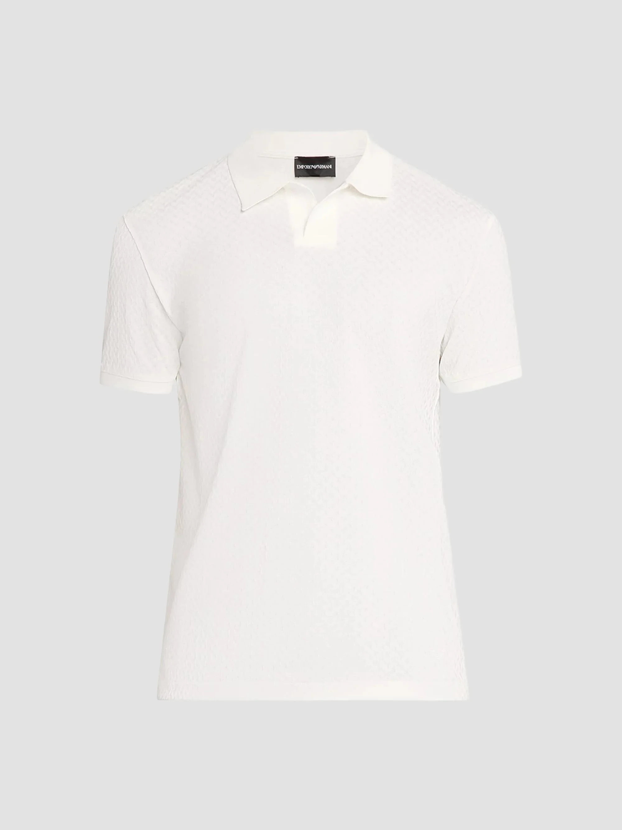 Men's Micro Chevron Jacquard Polo Shirt - Off White - 1