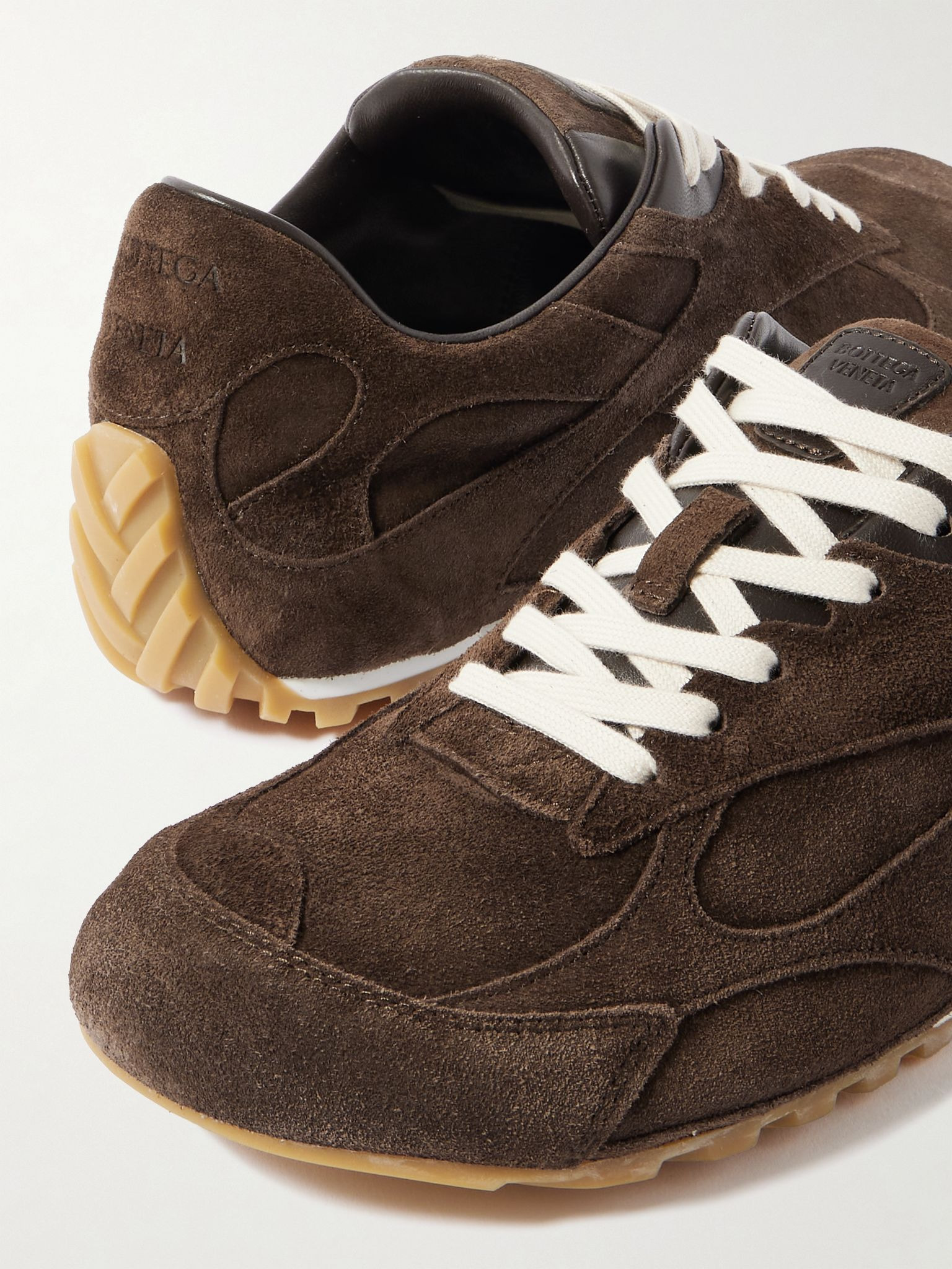 Orbit Flash leather-trimmed suede sneakers Dark brown - 4