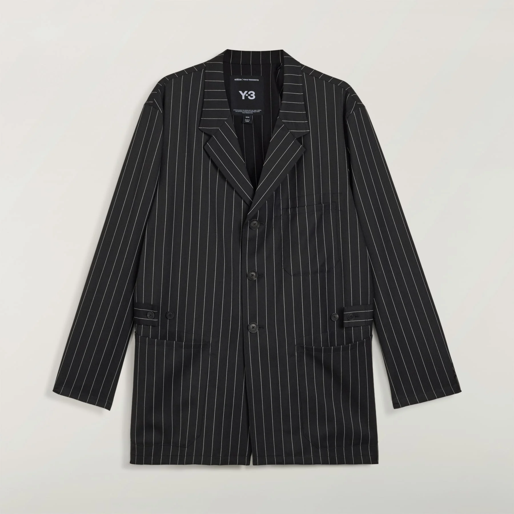 Y-3 PINSTRIPE REFINED WOOL CHORE COAT - 1