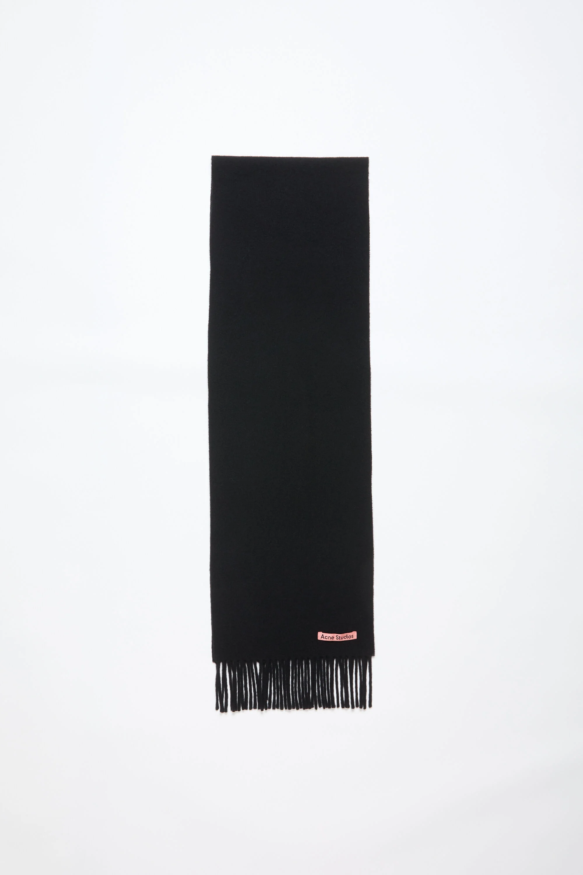 Fringe wool scarf - skinny - Black - 1