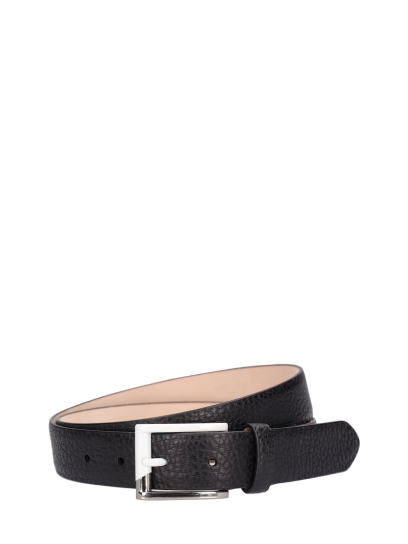 Enameled buckle leather belt - 1