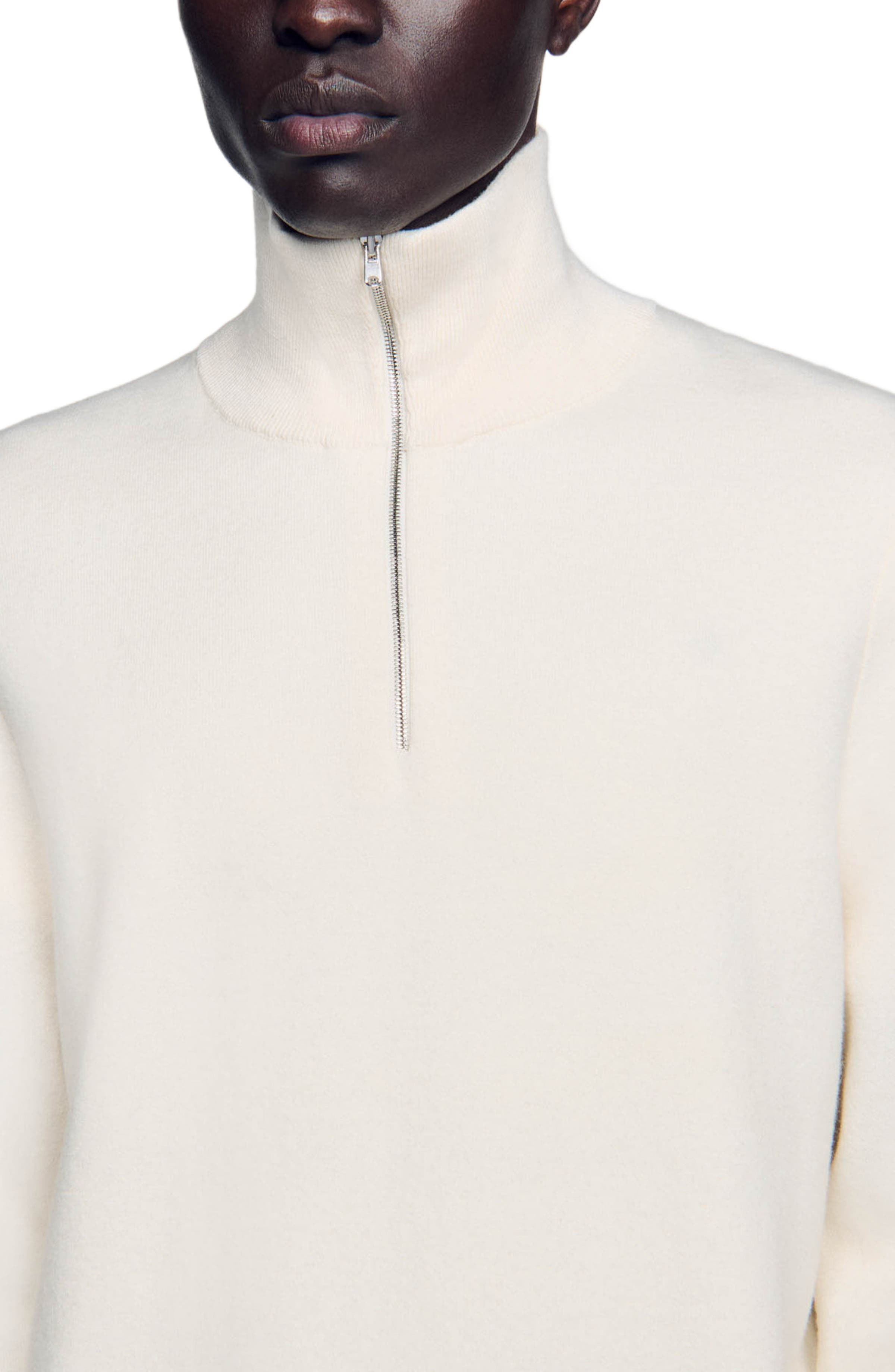 SANDRO Half-zip sweater in Ecru at Nordstrom - 4