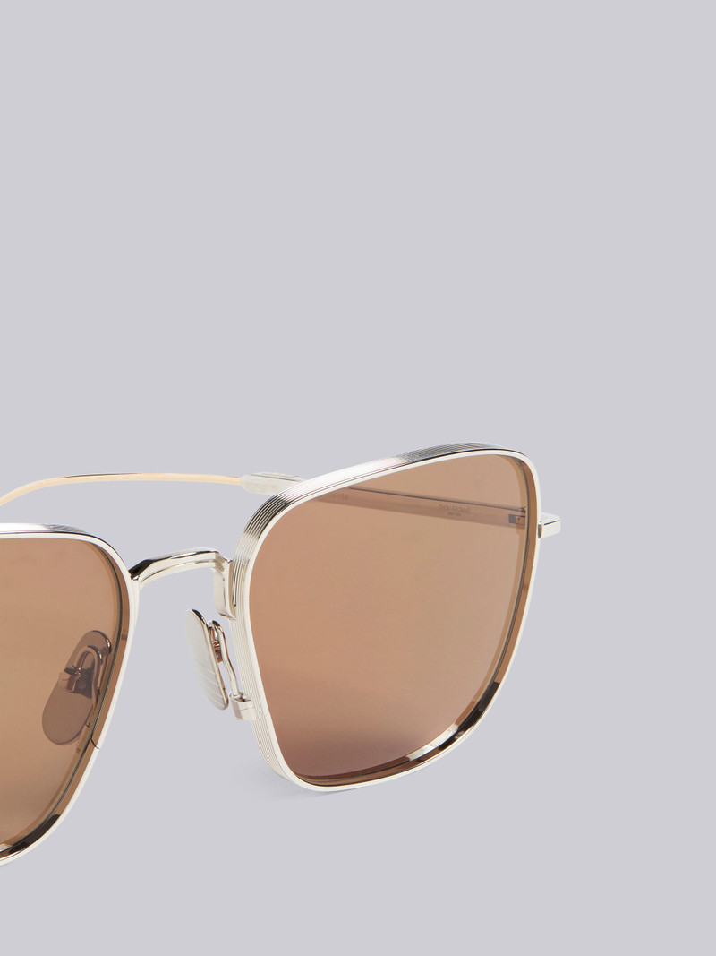 Thom Browne TB124 - Silver And Brown Aviator Sunglasses outlook