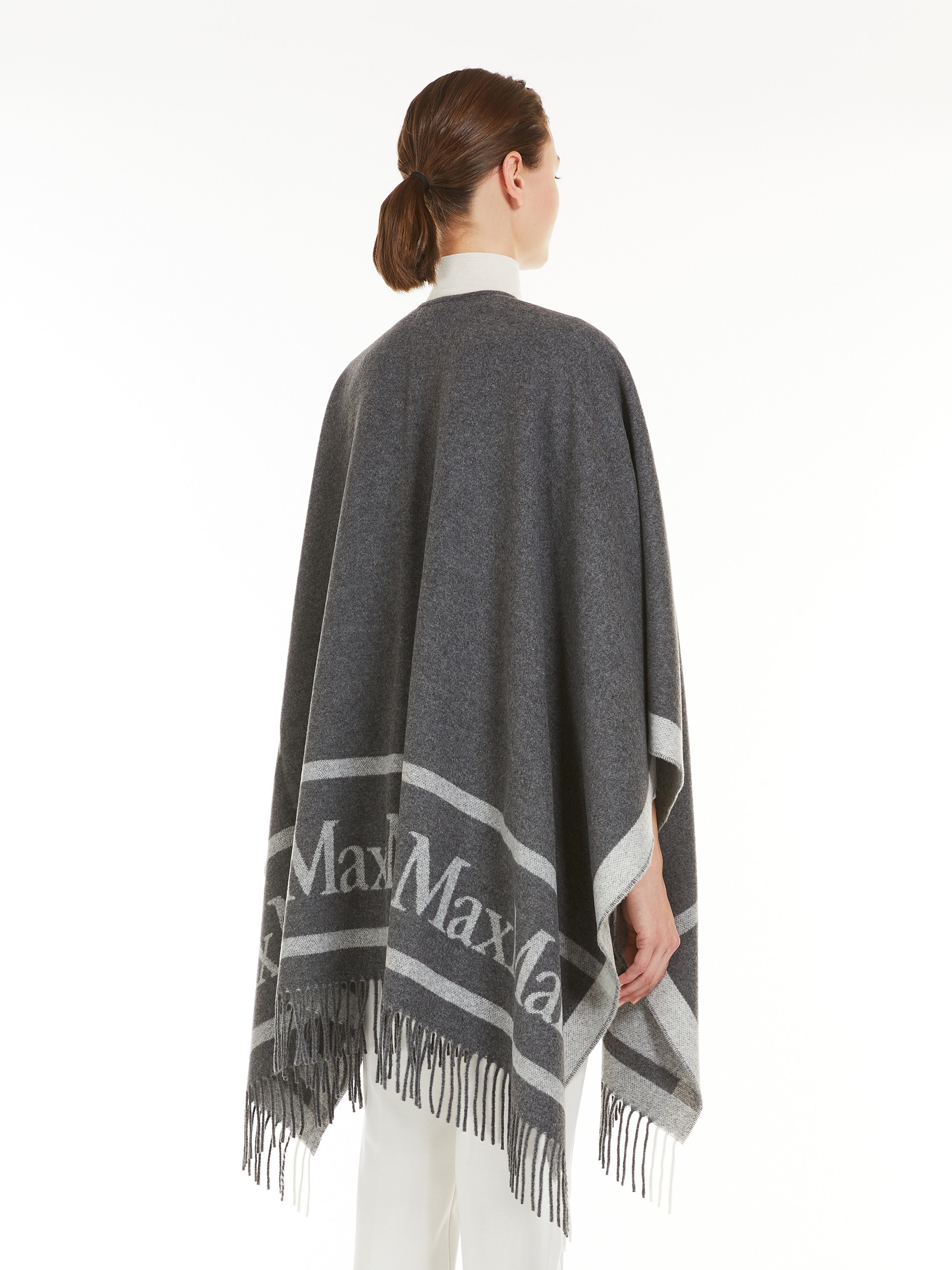 HILDE Jacquard wool poncho - 4