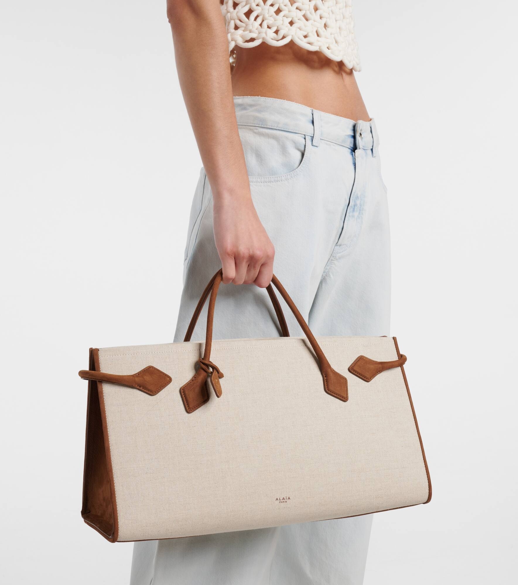 Le Teckel leather-trimmed canvas tote bag - 2