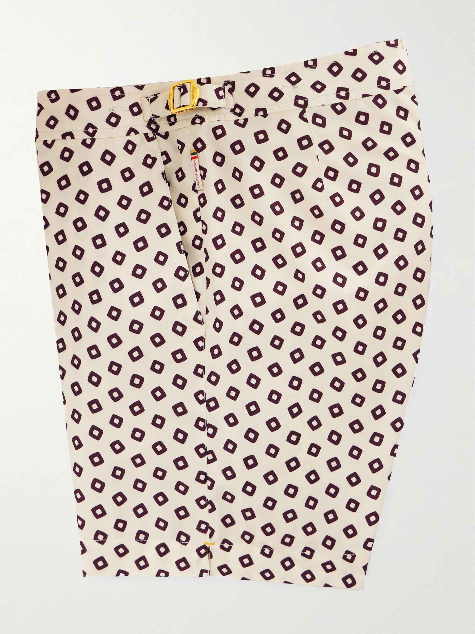 Bulldog Straight-Leg Mid-Length Printed Recycled Swim Shorts Ecru - 5