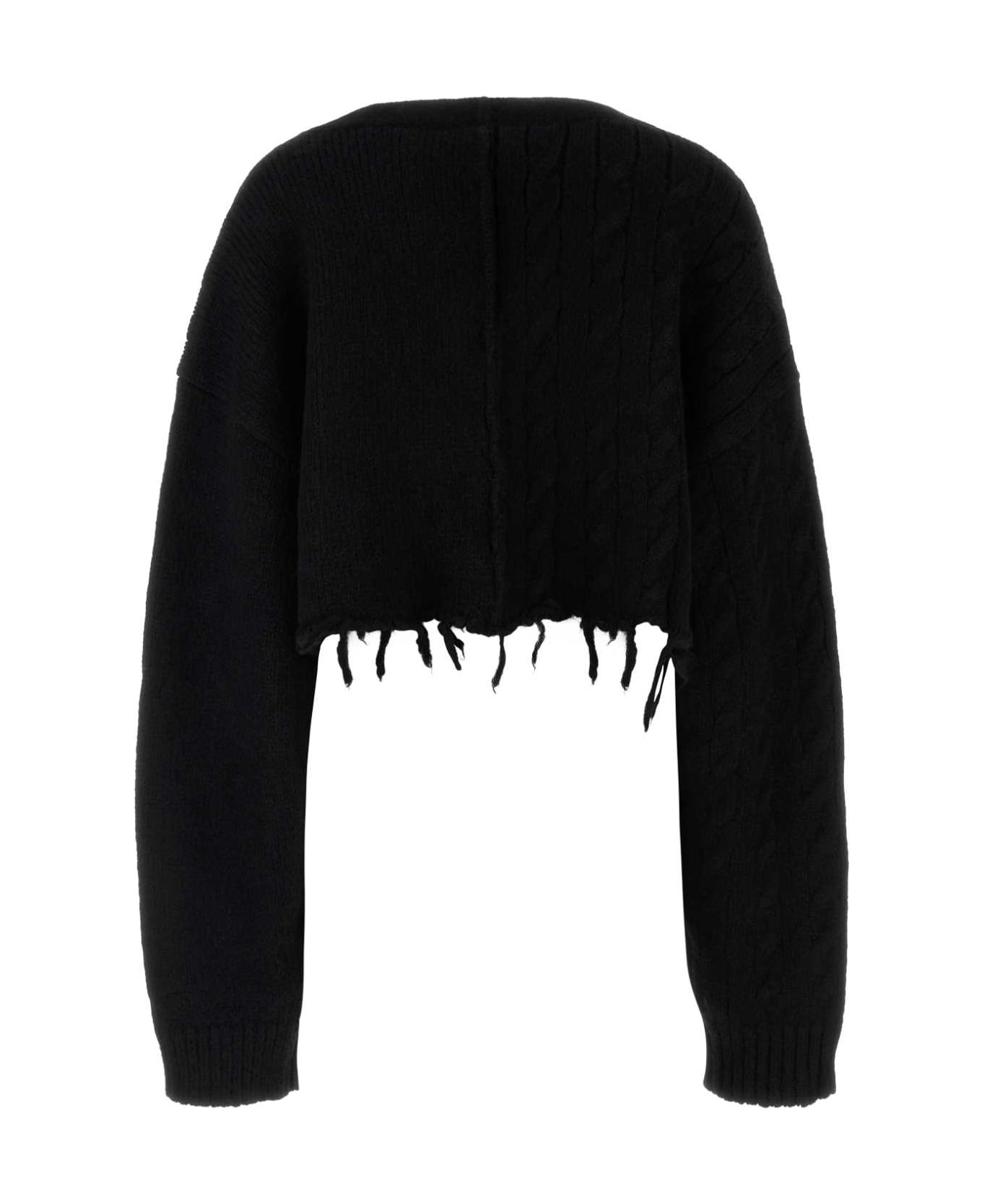 Black Alpaca Blend Cardigan - 2