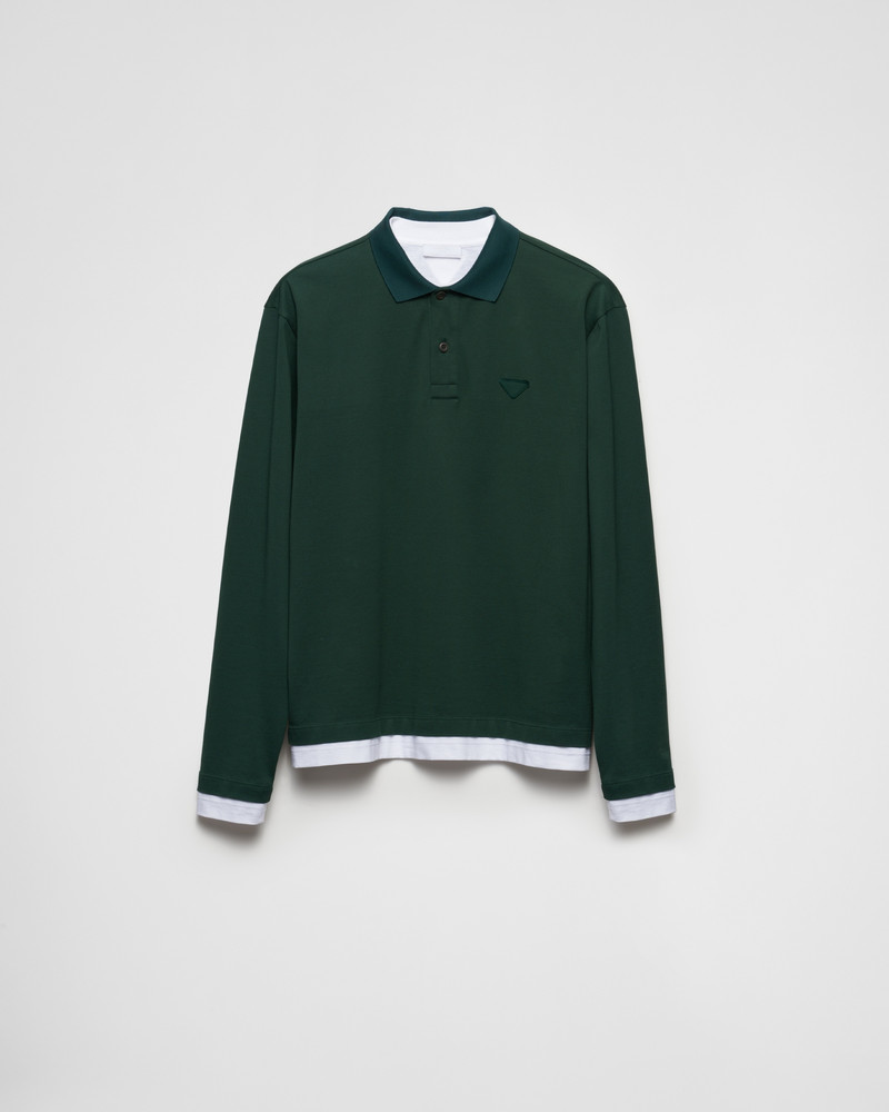 Long-sleeved cotton polo shirt 1