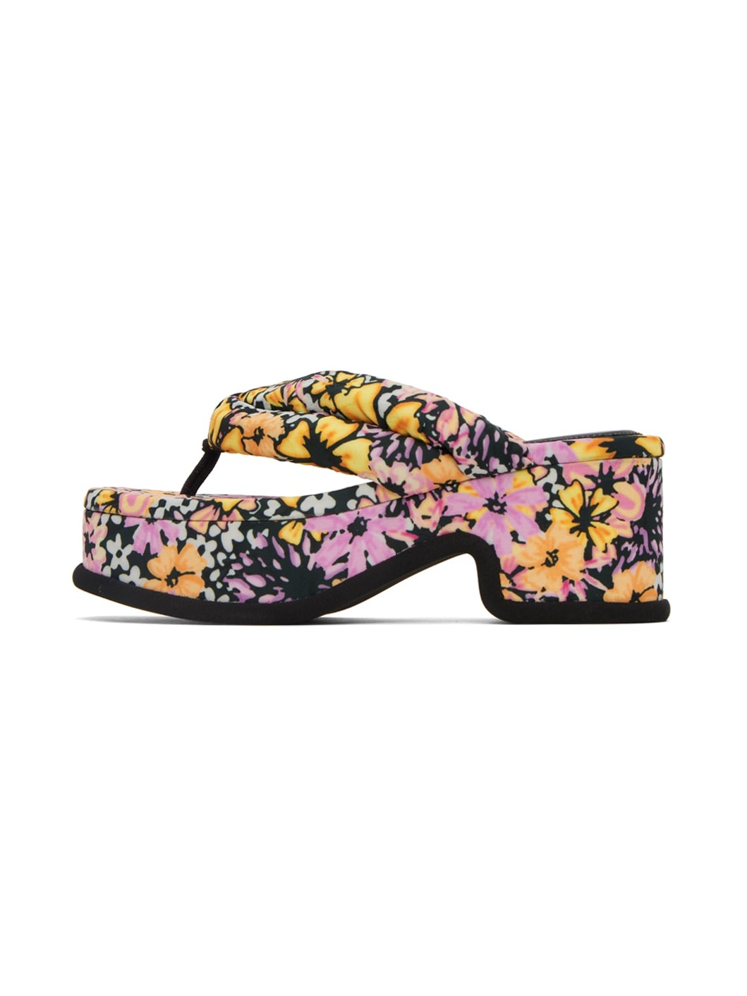 Black Floral Platform Heeled Sandals - 3