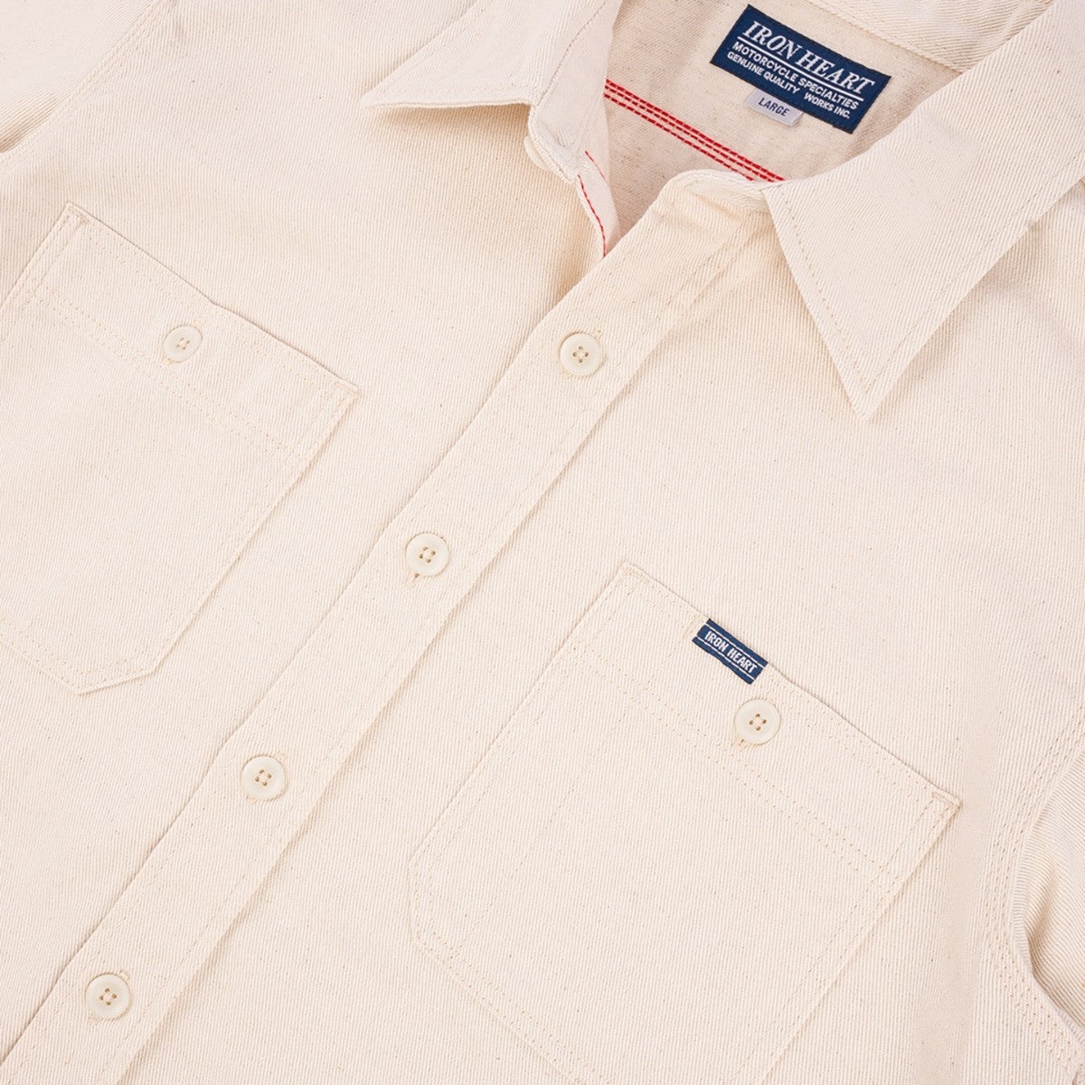 IHSH-414-WHT 9oz Cotton Linen Work Shirt Off White - 3
