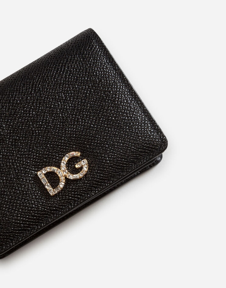 Card holder in laminate dauphine calfskin with logo crystals - 4