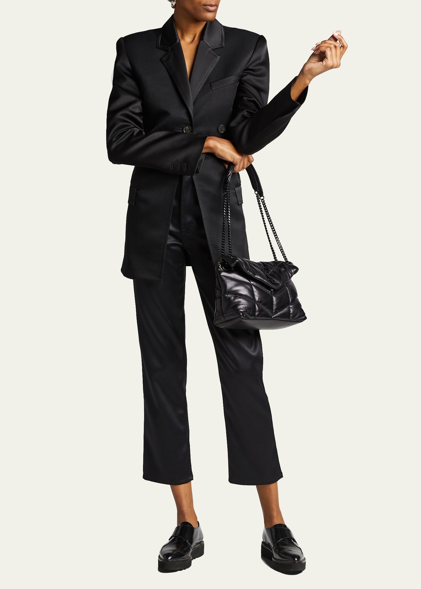 Lou Small Quilted Lambskin Leather Flap-Top Shoulder Bag, Black Hardware - 6
