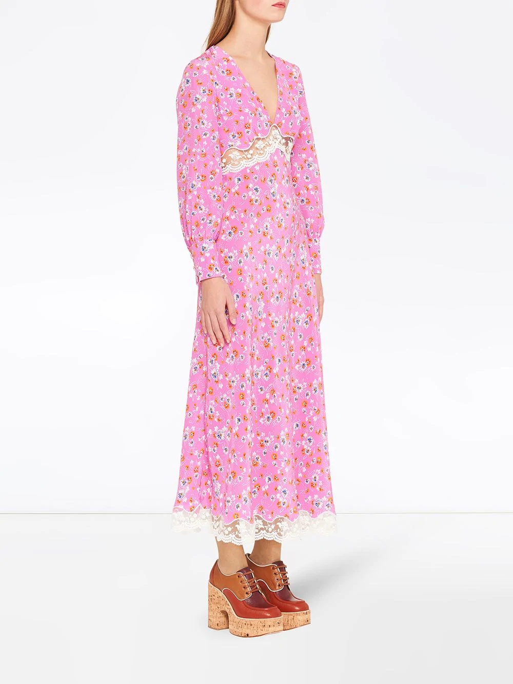 Marocain bouquet print midi dress - 3