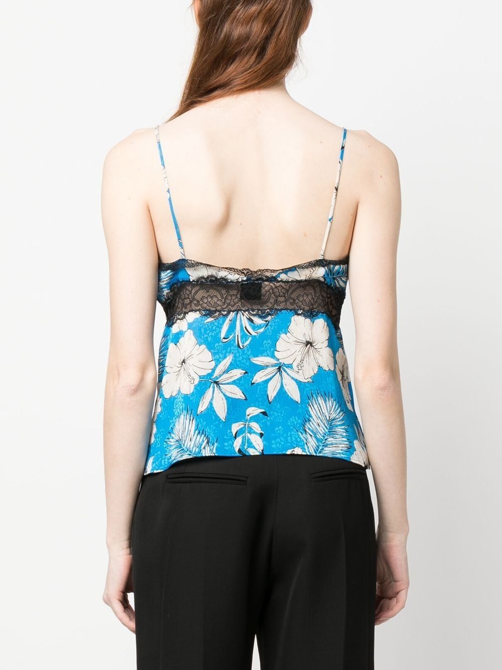 floral-print lace-trimmed top - 4