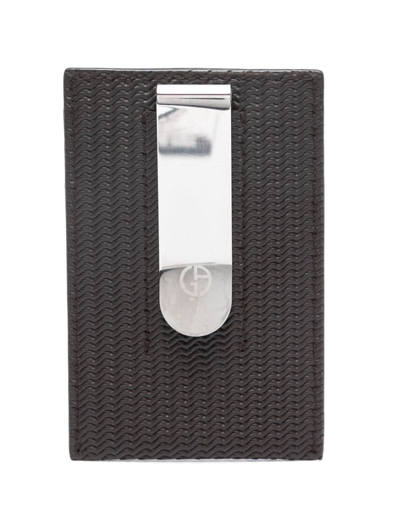 GIORGIO ARMANI wavy-embossed leather cardholder outlook