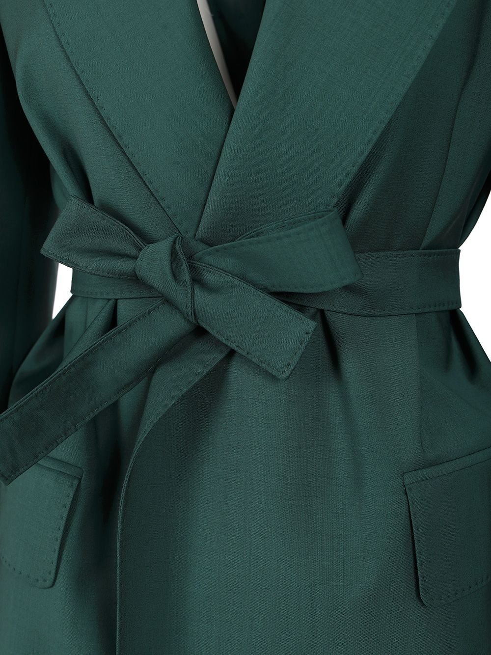 Wool Canvas Blazer With Belt Jackets Green - 5
