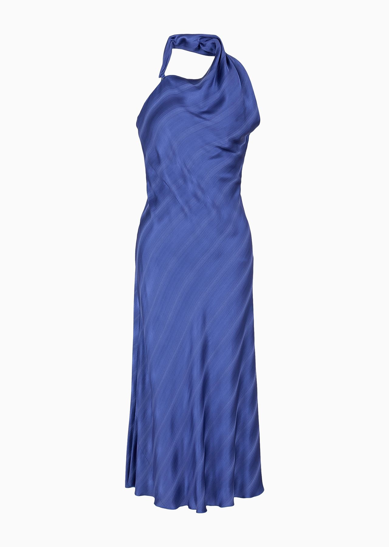 One-shoulder dress in jacquard viscose with diagonal gradient-effect motif - 1