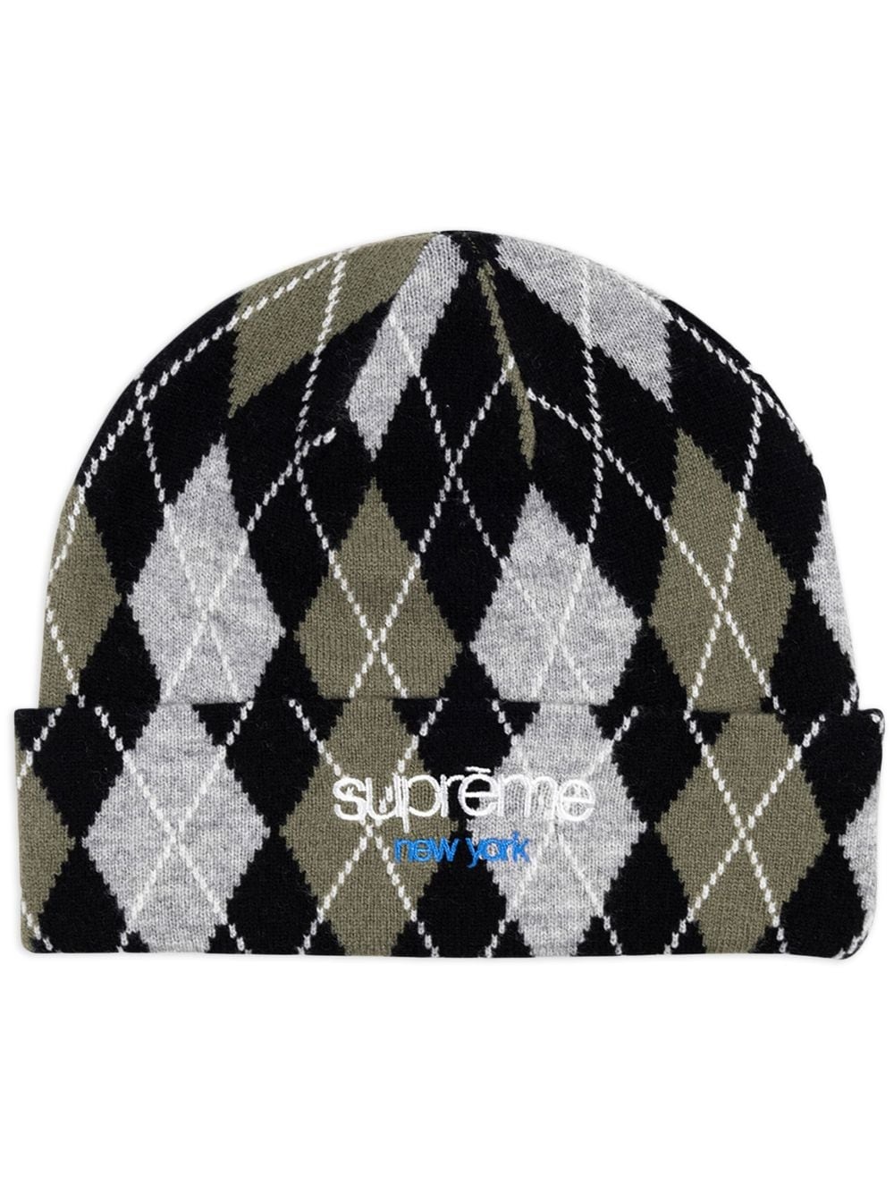 "Black" argyle-check cashmere beanie - 1