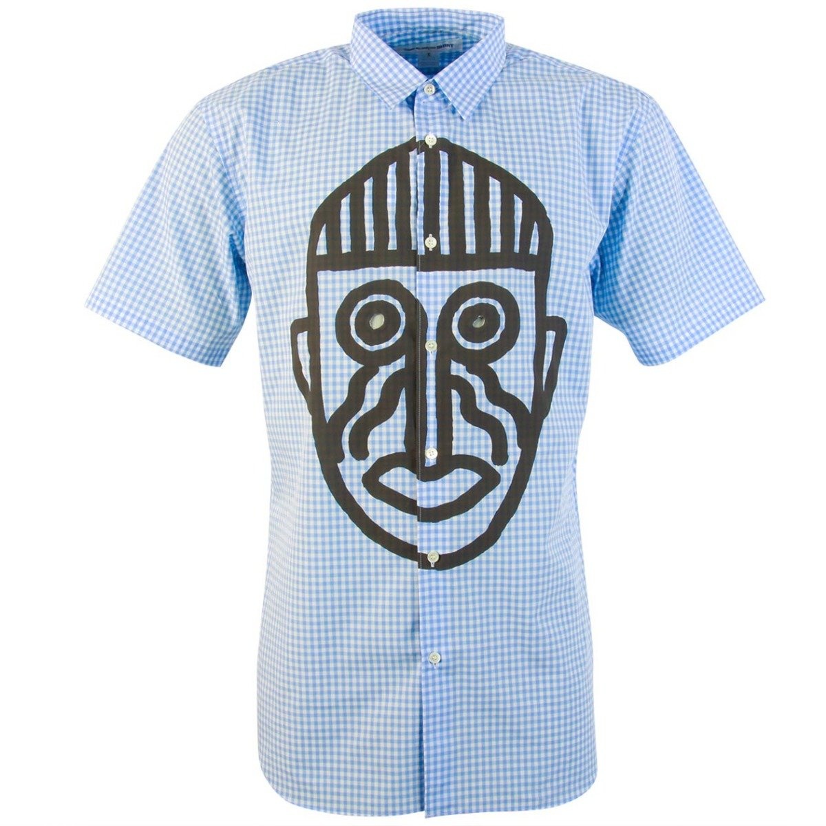 Mask Graphic Gingham Short Sleeved Shirt Blue in Blue x mask - 1
