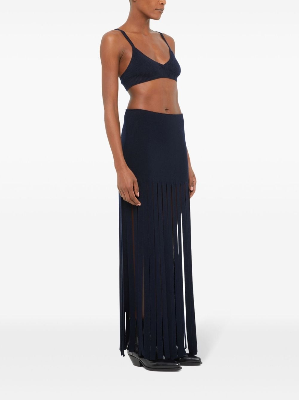 Eclectic fringed wool skirt - 4