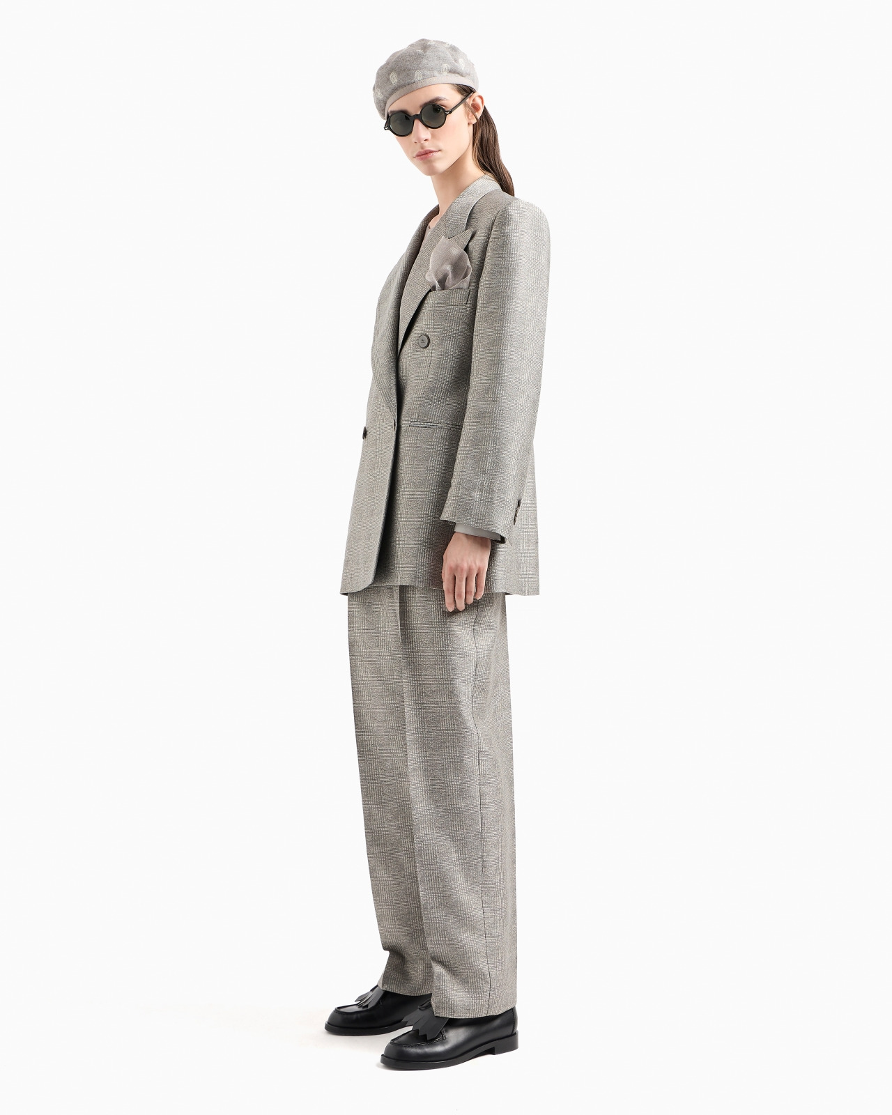 Icon trousers with pleats in a Prince of Wales check viscose - 4