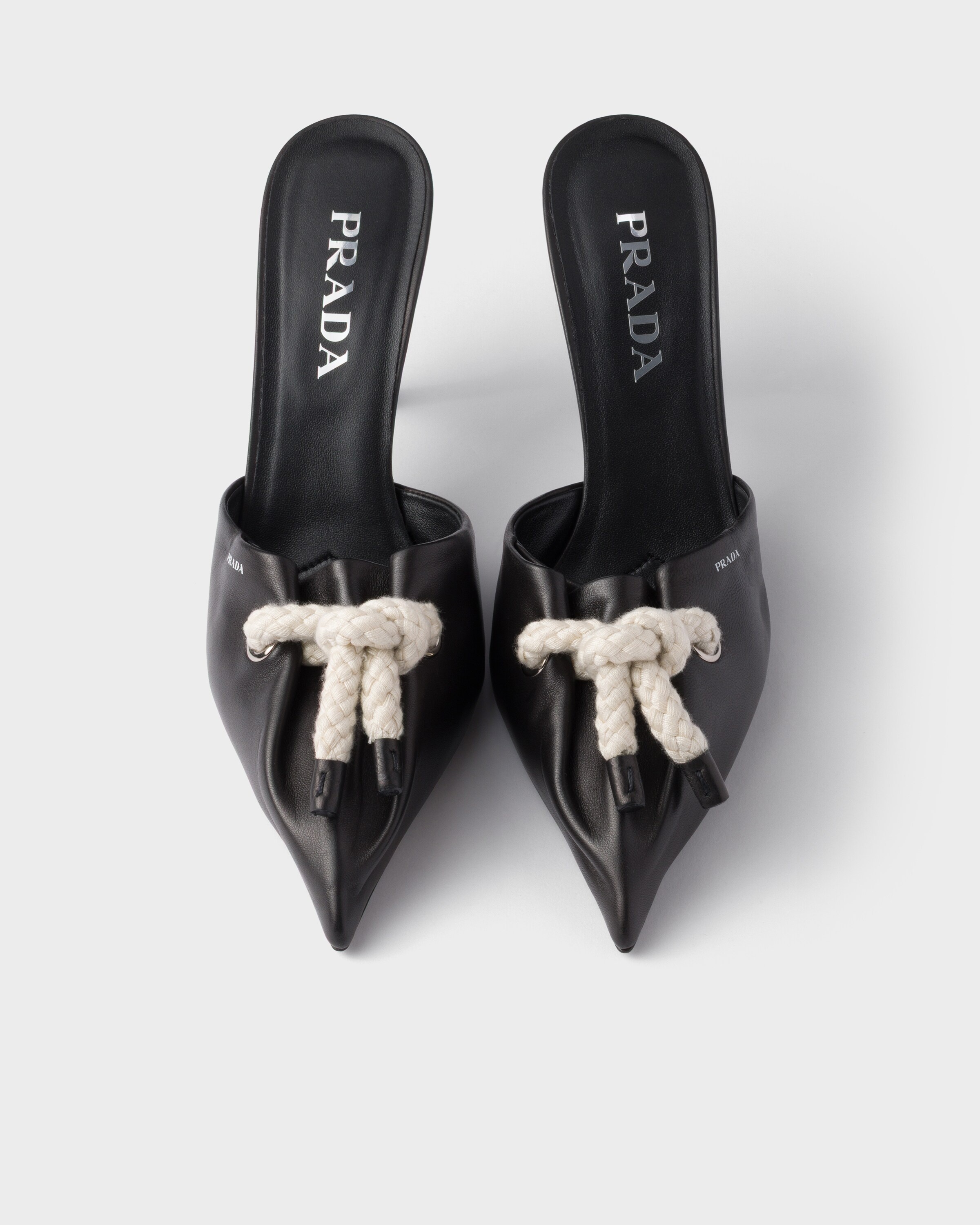 Nappa leather mules with cord detail - 4