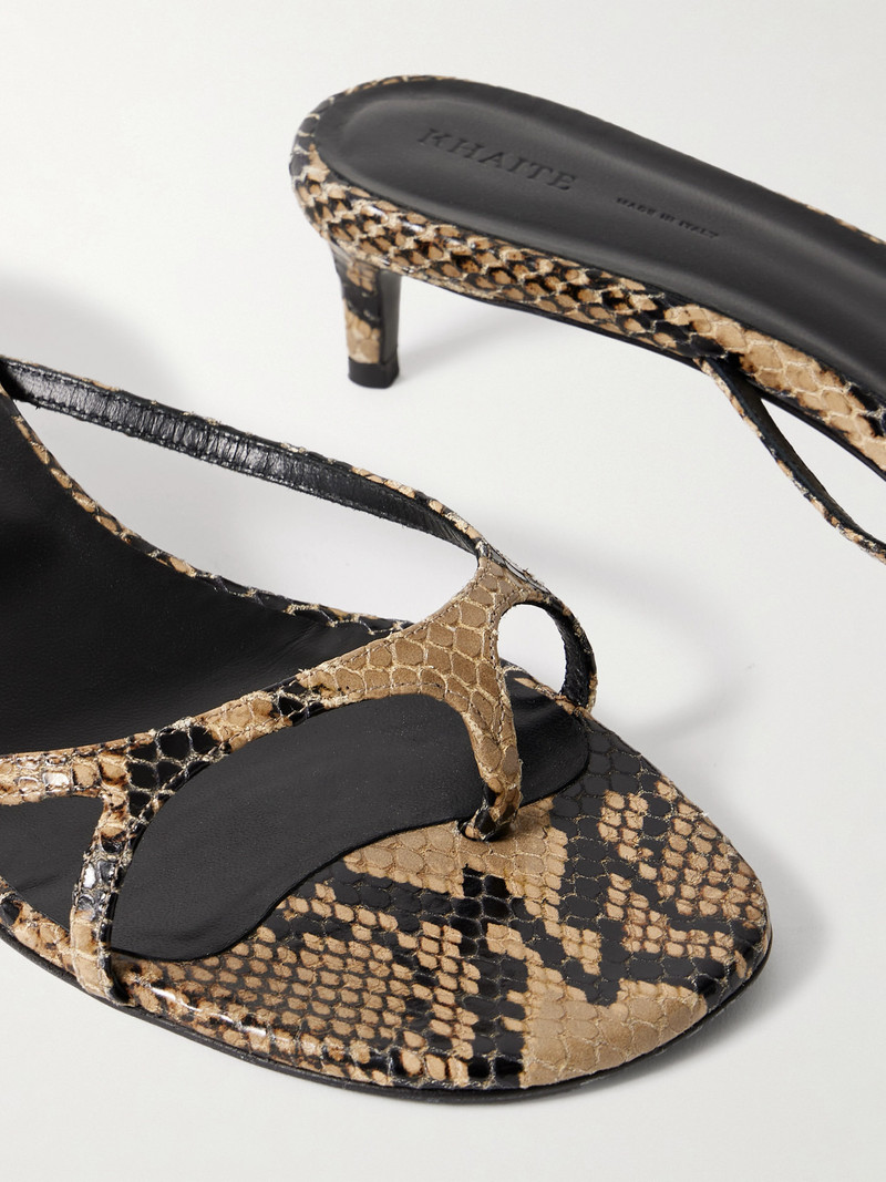 Mila Snake-effect Leather Mules 4