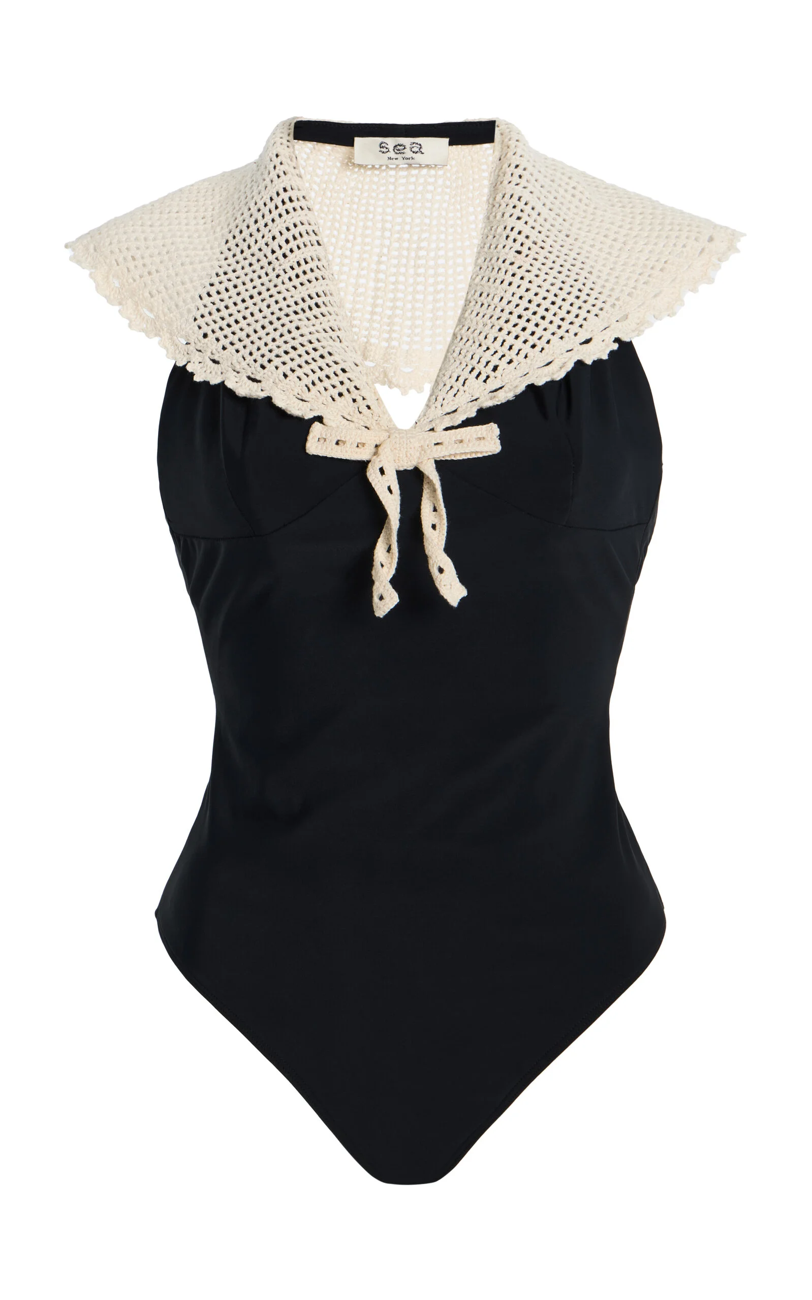 Kendall Crochet Halter One-Piece black - 1