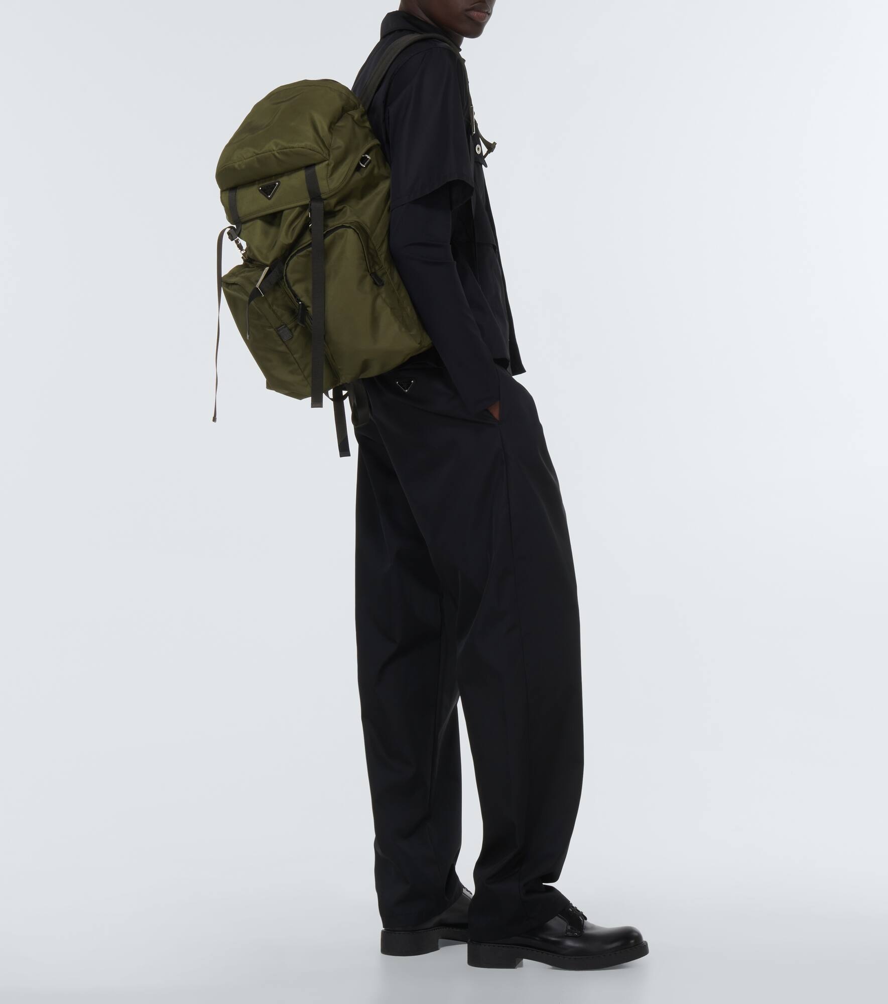 Re-Nylon leather-trimmed backpack - 5