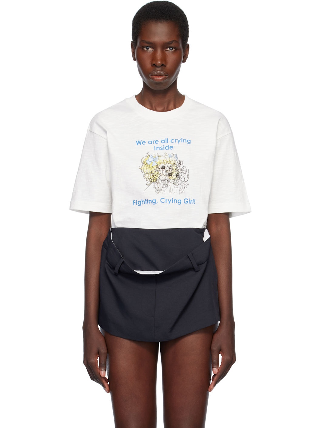 White 'Crying Girl' T-shirt - 1