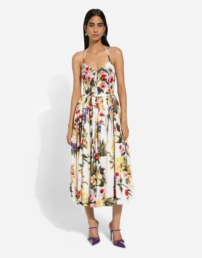 Dolce & Gabbana Calf-length cotton dress with garden print outlook