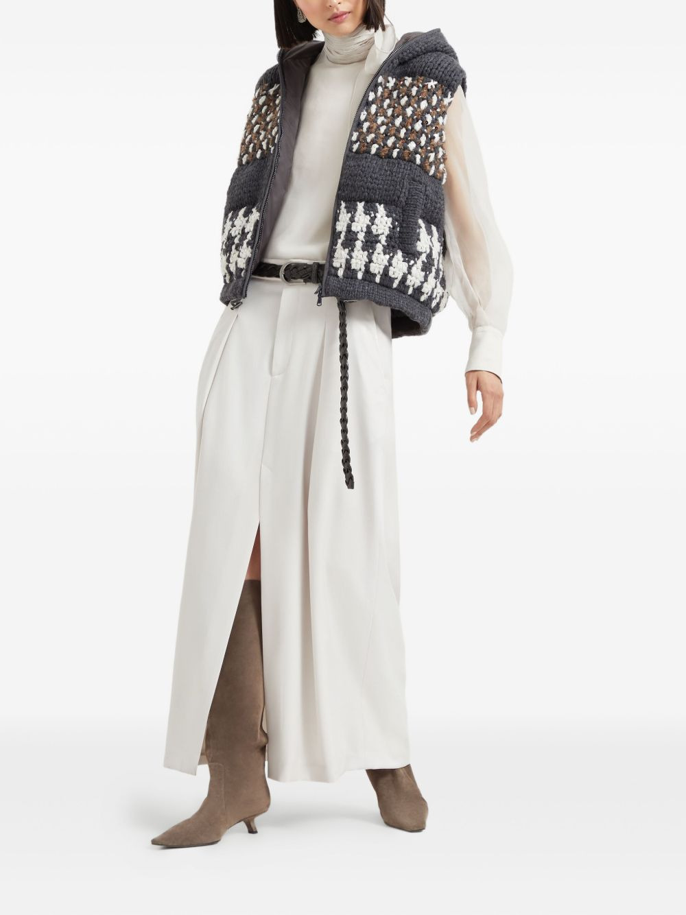 sequin-embellished hooded vest - 2