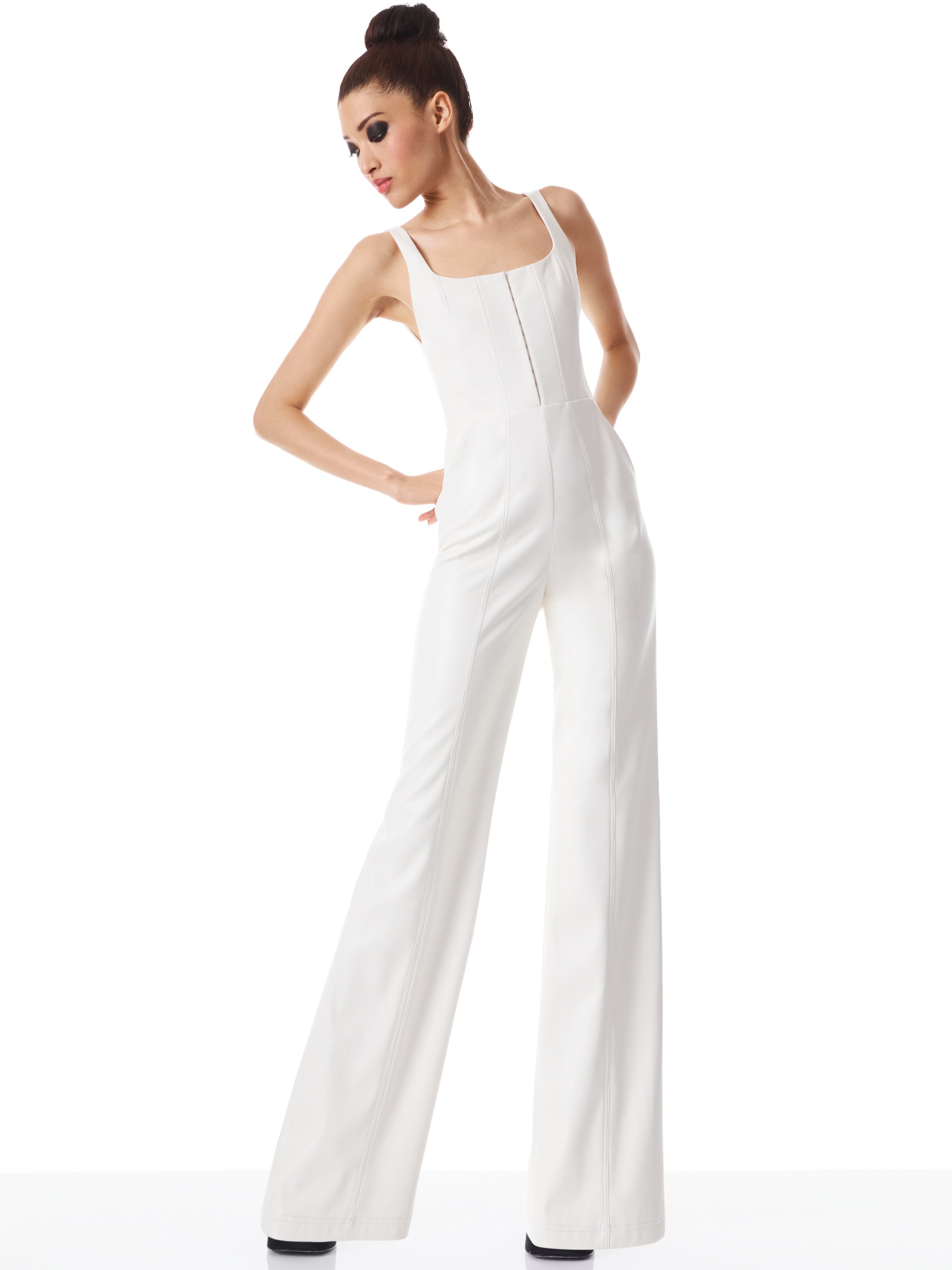 CHELS VEGAN LEATHER CORSET SLEEVELESS JUMPSUIT - 4