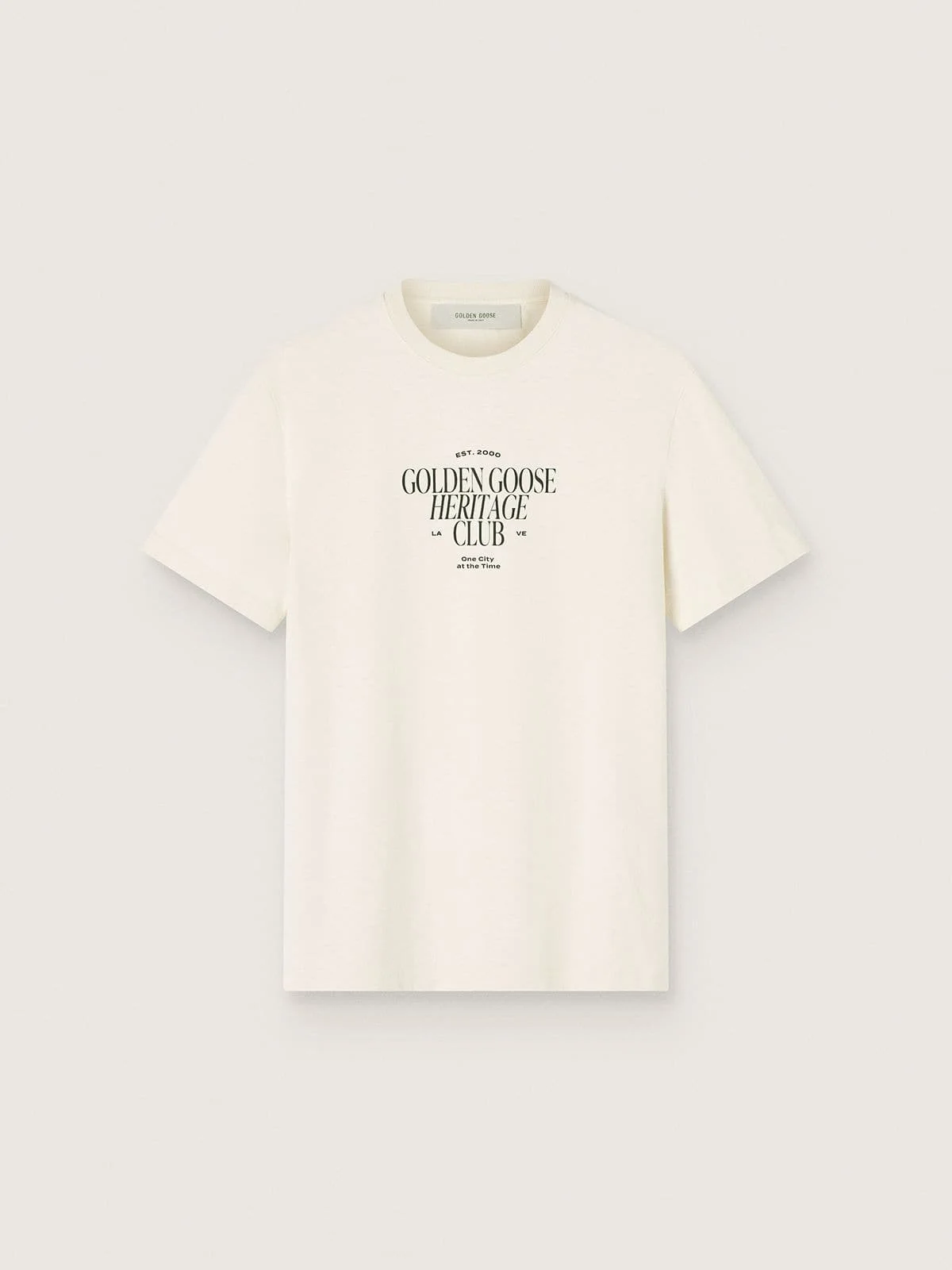 Men's white cotton T-shirt with print and logo - 1