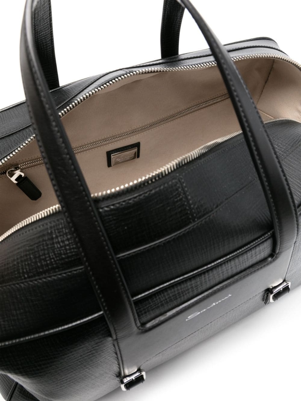 zip-up leather luggage bag - 4