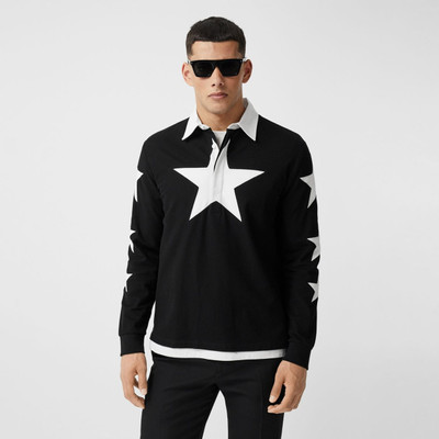 Burberry Long-sleeve Star Motif Cotton Piqué Polo Shirt outlook