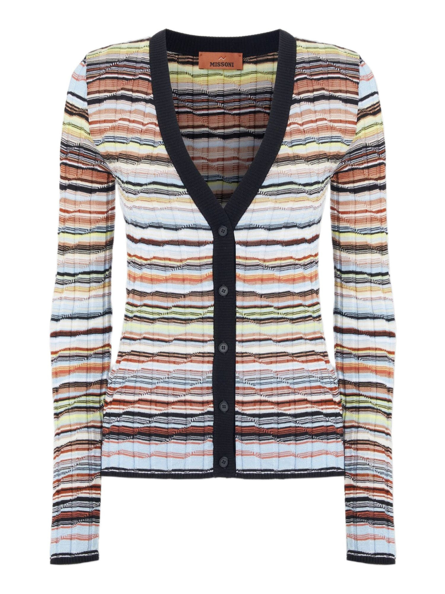 Missoni Striped Cotton And Viscose Ribbed Cardigan With Contrasting Trim in Blue at Nordstrom - 2