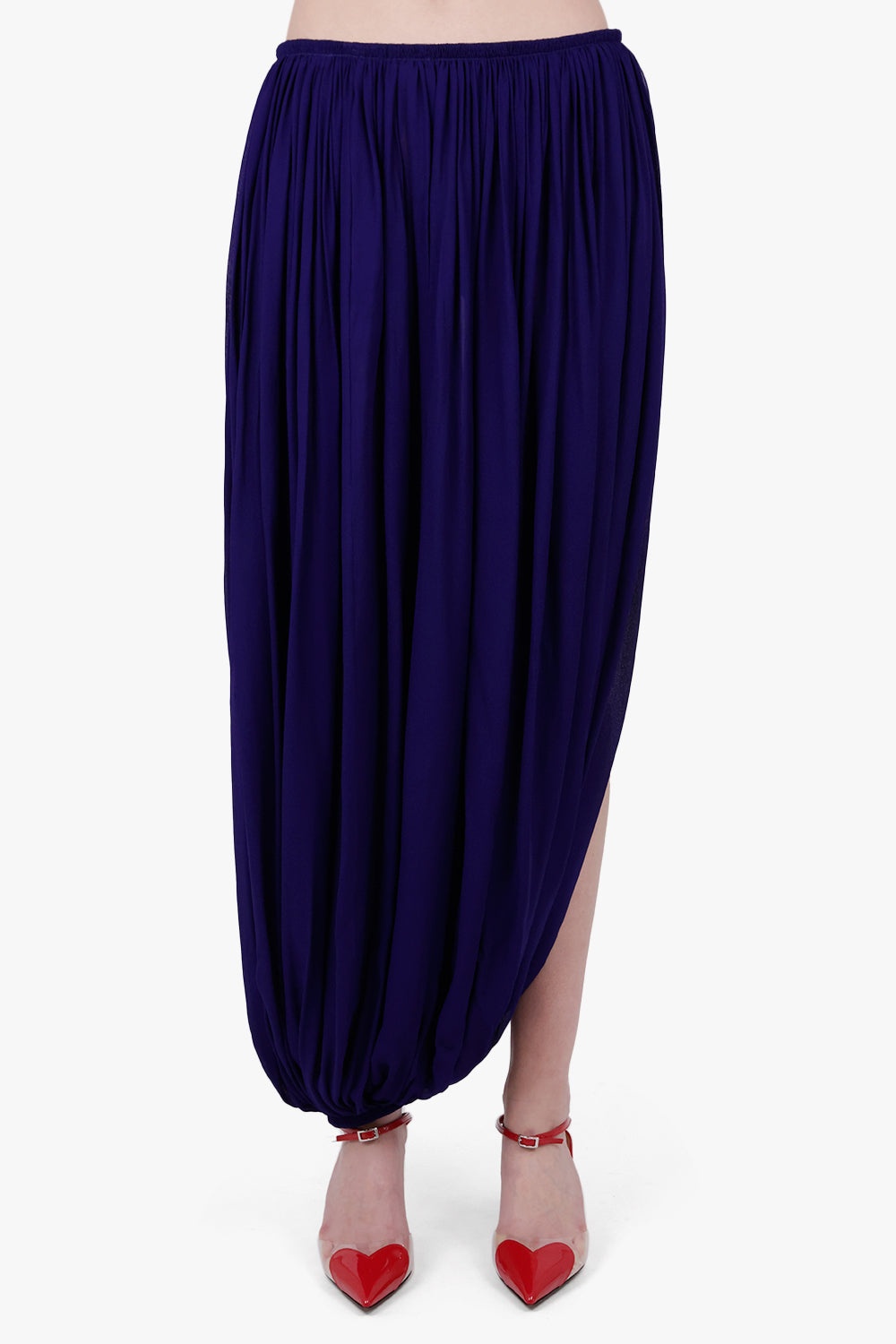 ASYMMETRIC DRAPE PLEAT PANT | PURPLE - 3