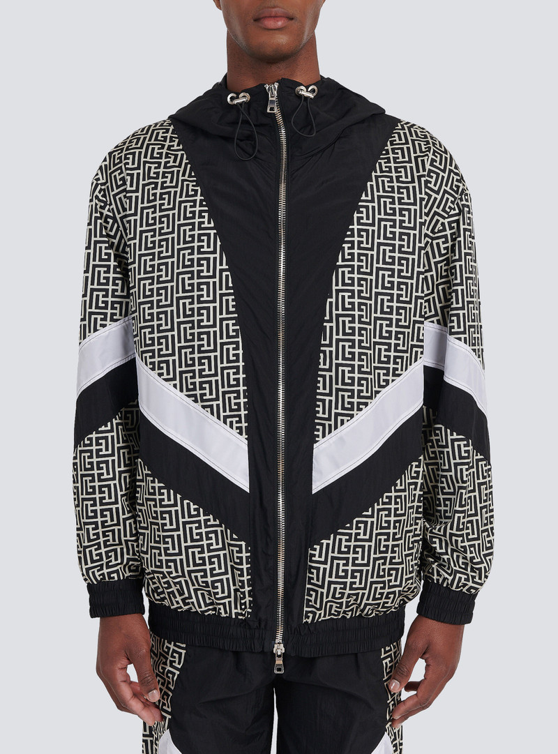 Hooded nylon jacket with Balmain monogram 6