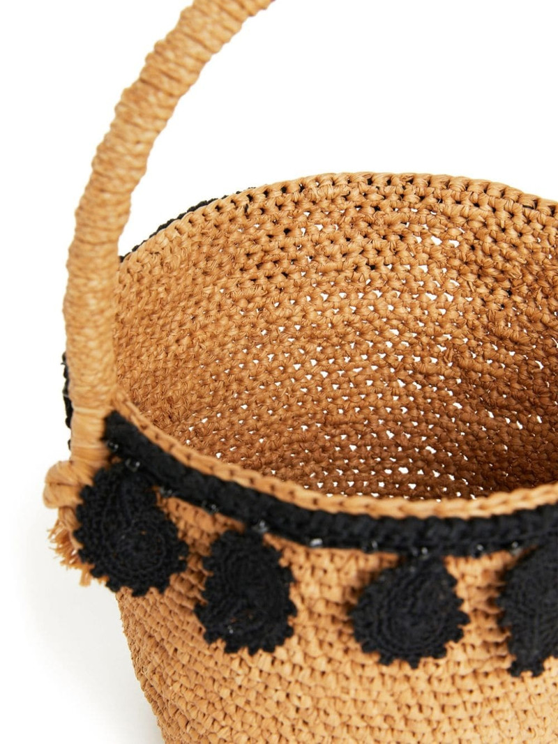 paisley-appliquÃ© raffia basket bag 6