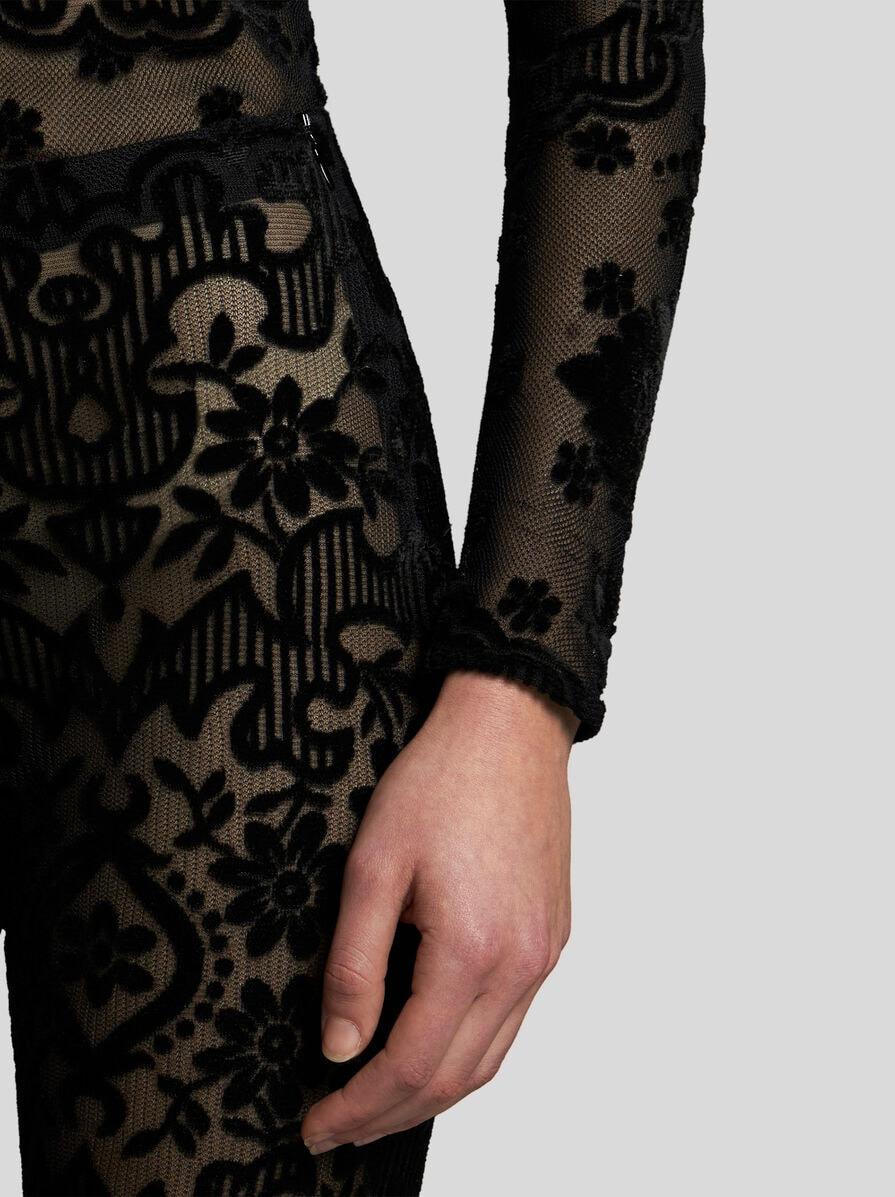 TULLE AND JACQUARD VELVET TROUSERS - 3