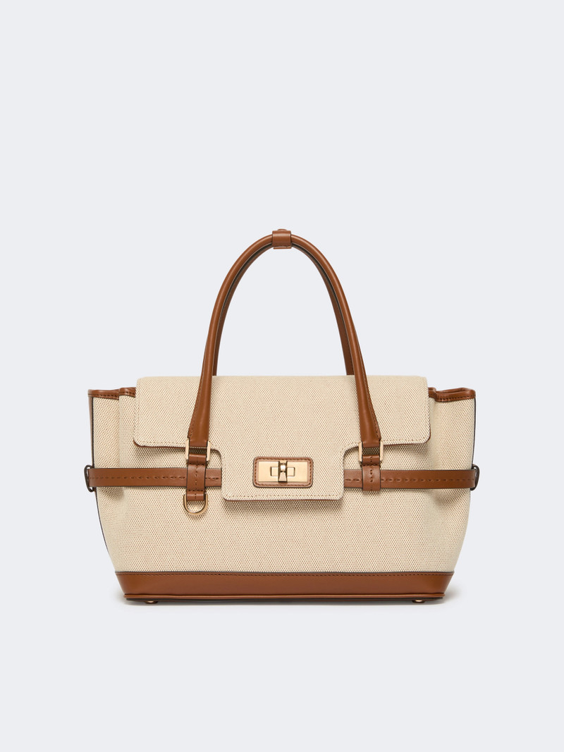 MARGAUXS2 Cotton canvas and leather handbag - POWDER 1